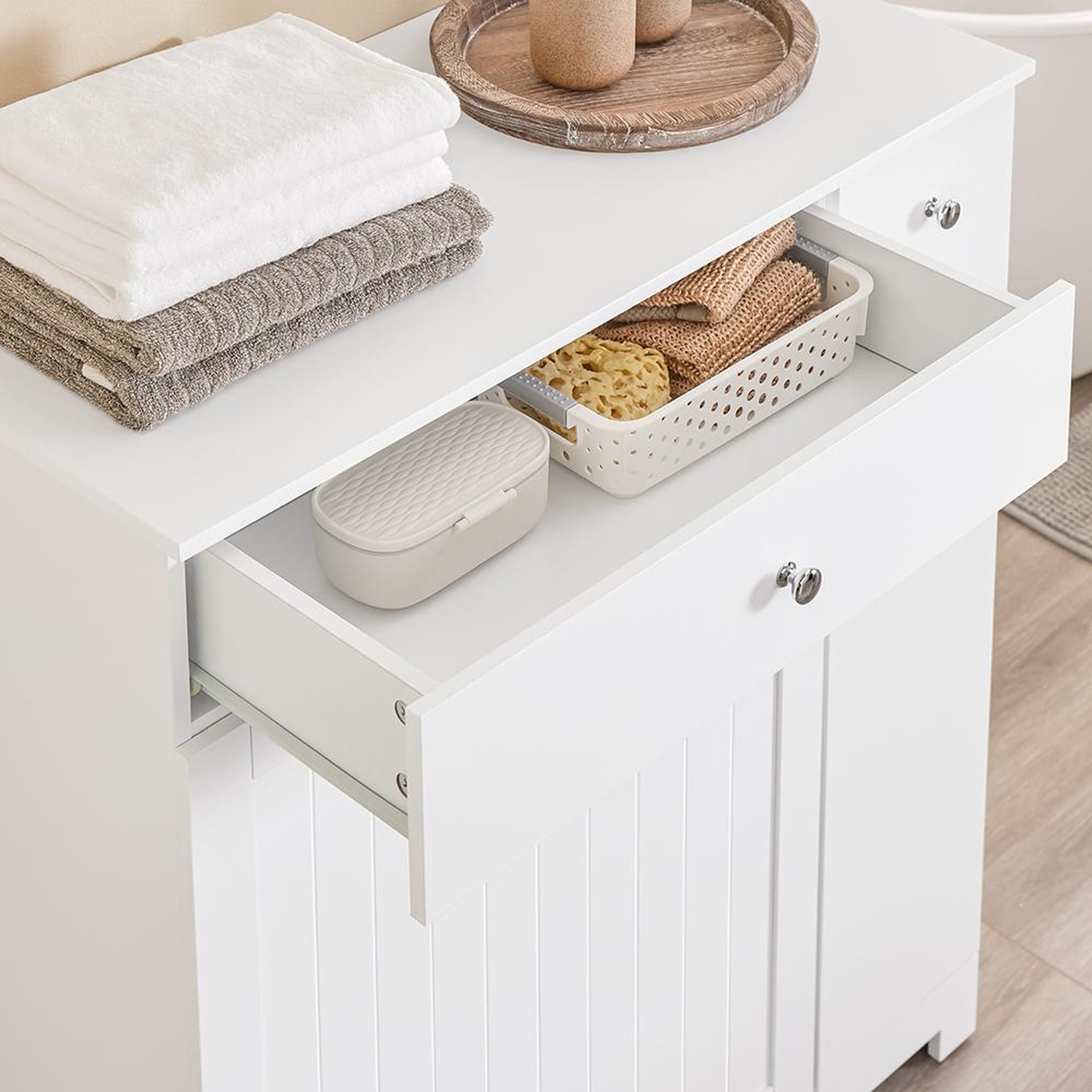 Voir la diapositive 6 : SOBUY SoBuy - Meuble De Buanderie à un tiroir - Blanc - 78x38x90cm - Nordique - BZR214-W