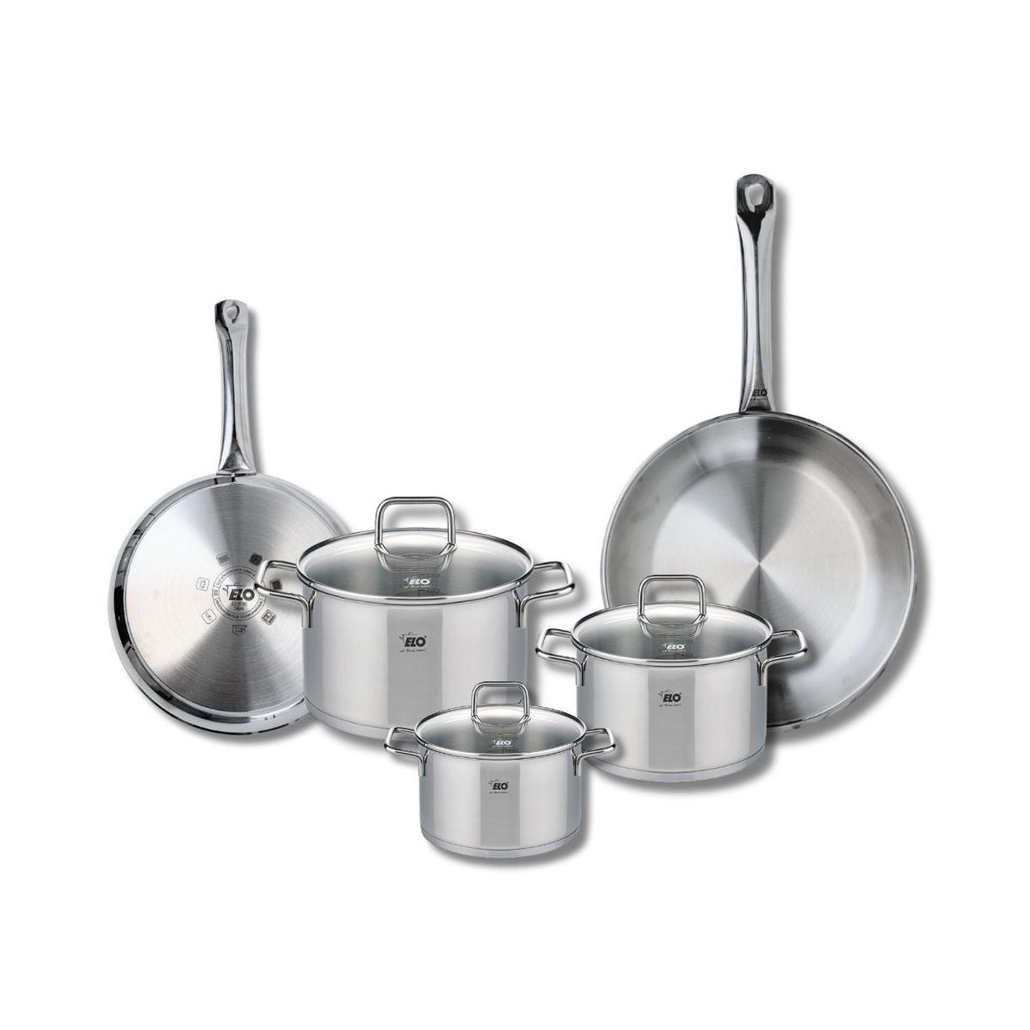ELO Ensemble de 2 poêles de cuisson 24 et 28 cm et 3 faitouts 14, 16 et 20 cm elo profi citrin