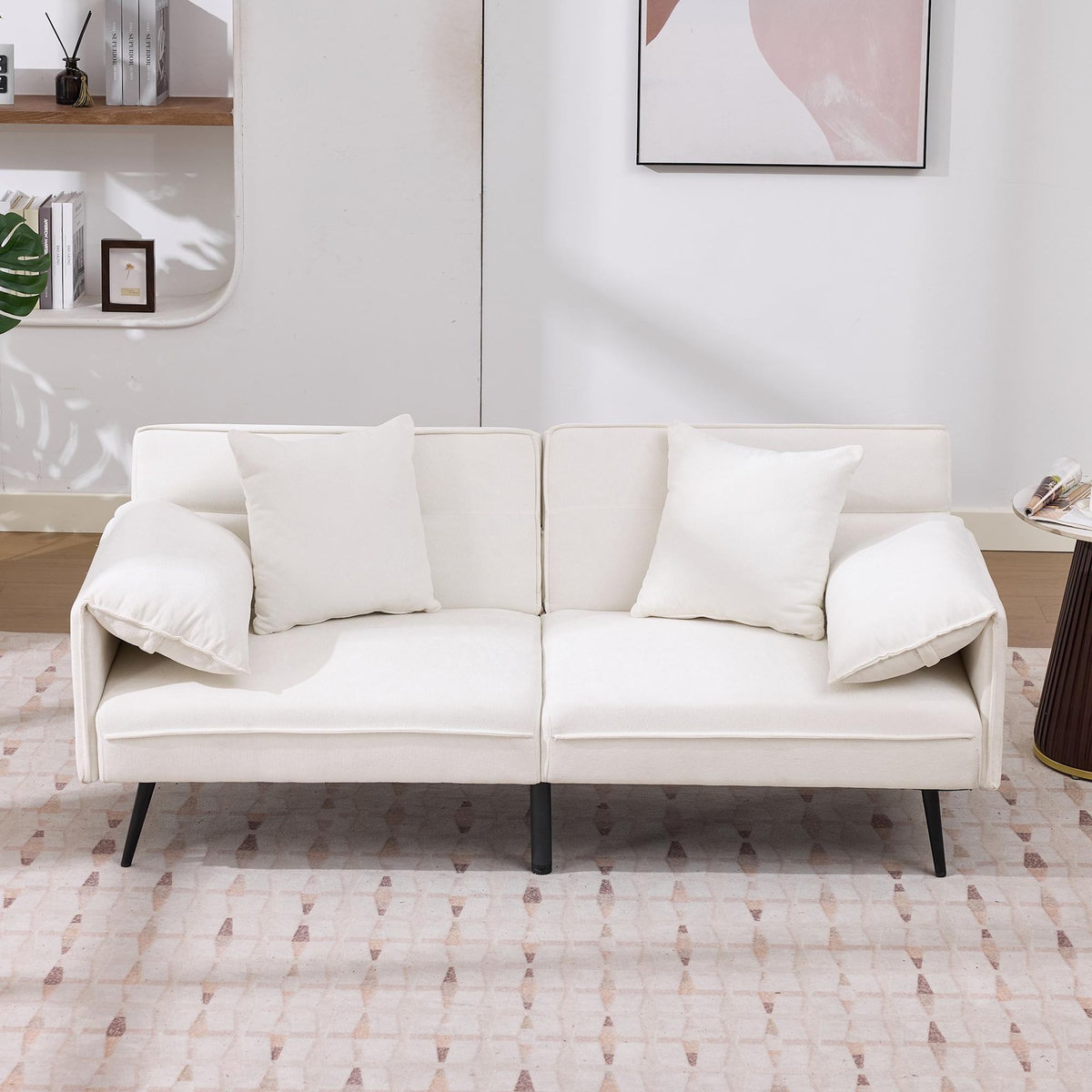 MERAX Canapé droit convertible 2 places tissu