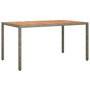 Voir la diapositive 2 : VIDAXL Table de jardin 150x90x75 cm Resine tressee bois d'acacia Gris