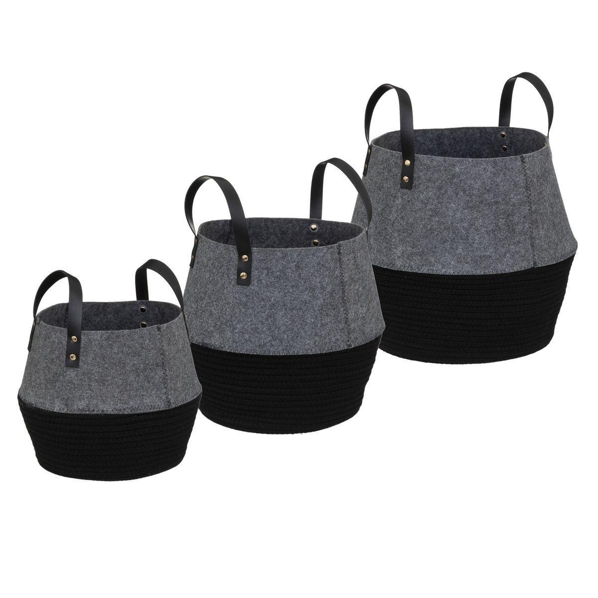 Voir la diapositive 1 : ATMOSPHERA Lot de 3 paniers déco  deep soul  43cm noir & gris