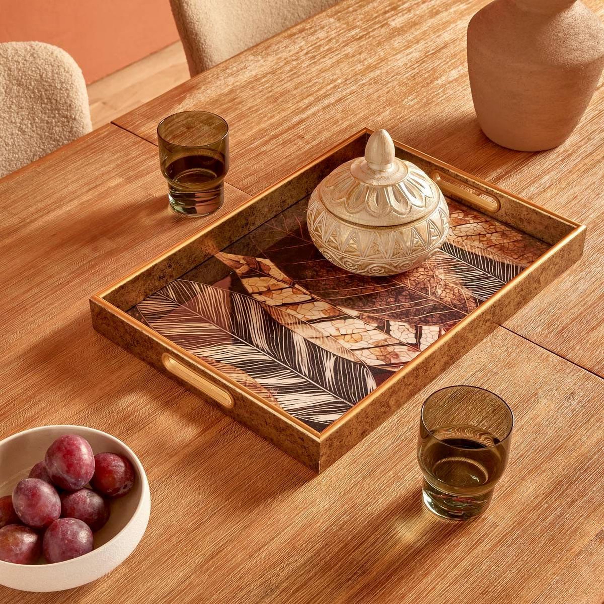 Voir la diapositive 2 : ATMOSPHERA Plateau de service déco  calvi  44cm marron