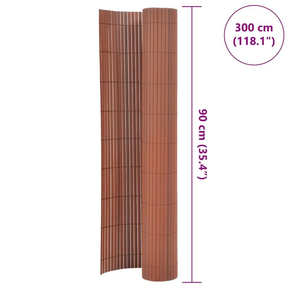 VIDAXL Cloture de jardin Double face PVC 90 x 300 cm Marron