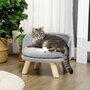 PAWHUT Canapé lit panier pour chien design scandinave coussin moelleux amovible pieds en bois Ø 40,5 x 33H cm gris
