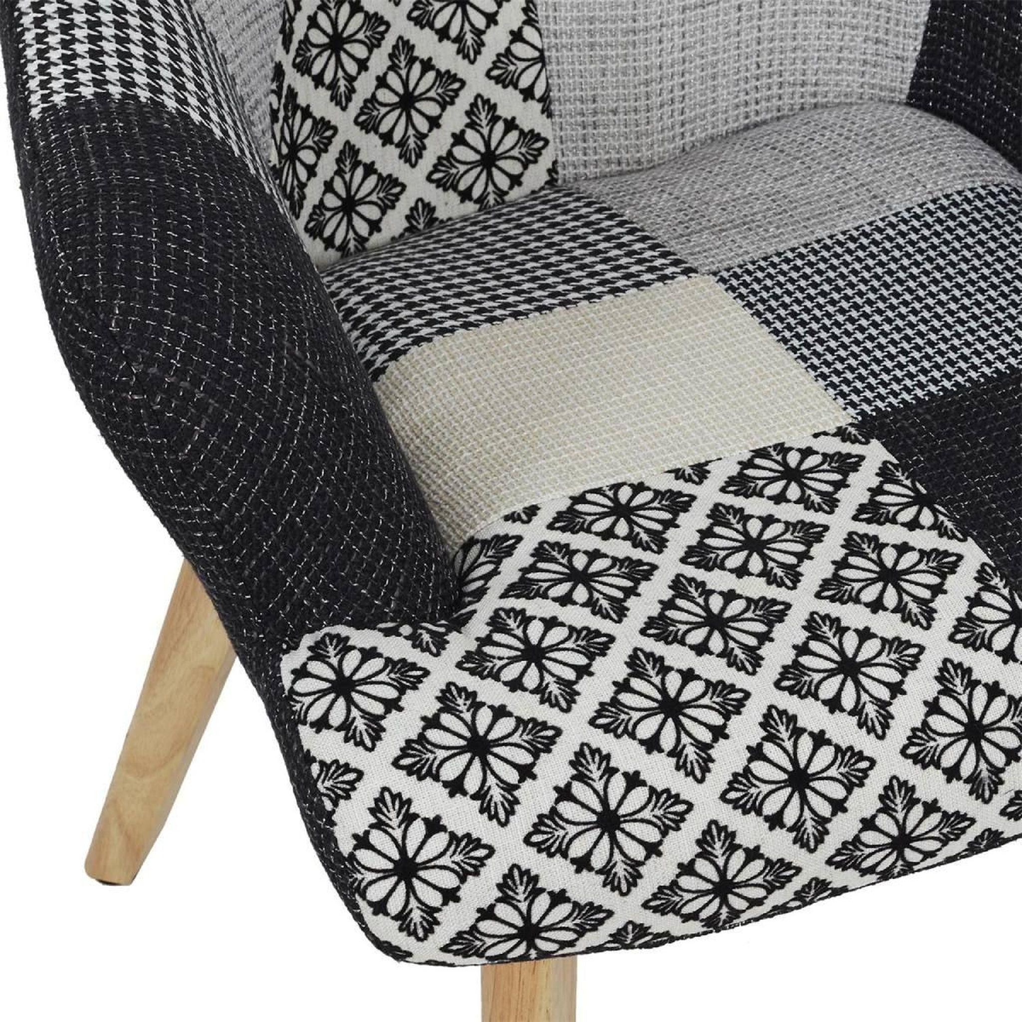 Voir la diapositive 5 : The Home Deco Factory Fauteuil Patchwork  Helsinki  71cm Noir
