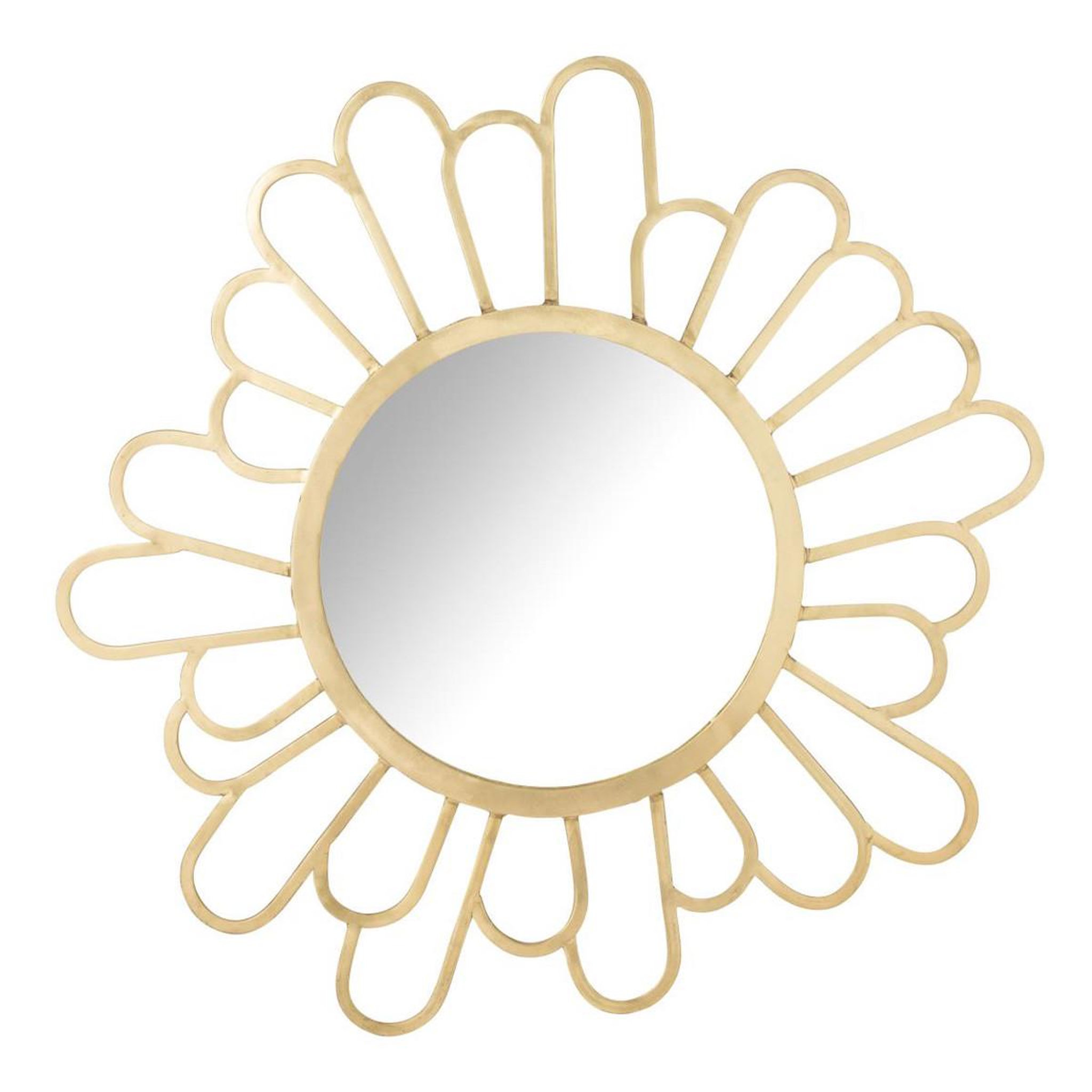 J-LINE Miroir Mural Fleur en Métal  Moza  90cm Or