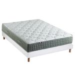 IDLITERIE Ensemble + matelas Ressort 7 zones Face Hiver/Eté différente HYGGE Fabriqué en France. Coloris disponibles : Bleu, Blanc, Noir, Gris