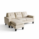 CONCEPT USINE Canapé d'angle 3 places en tissu beige BELFAST