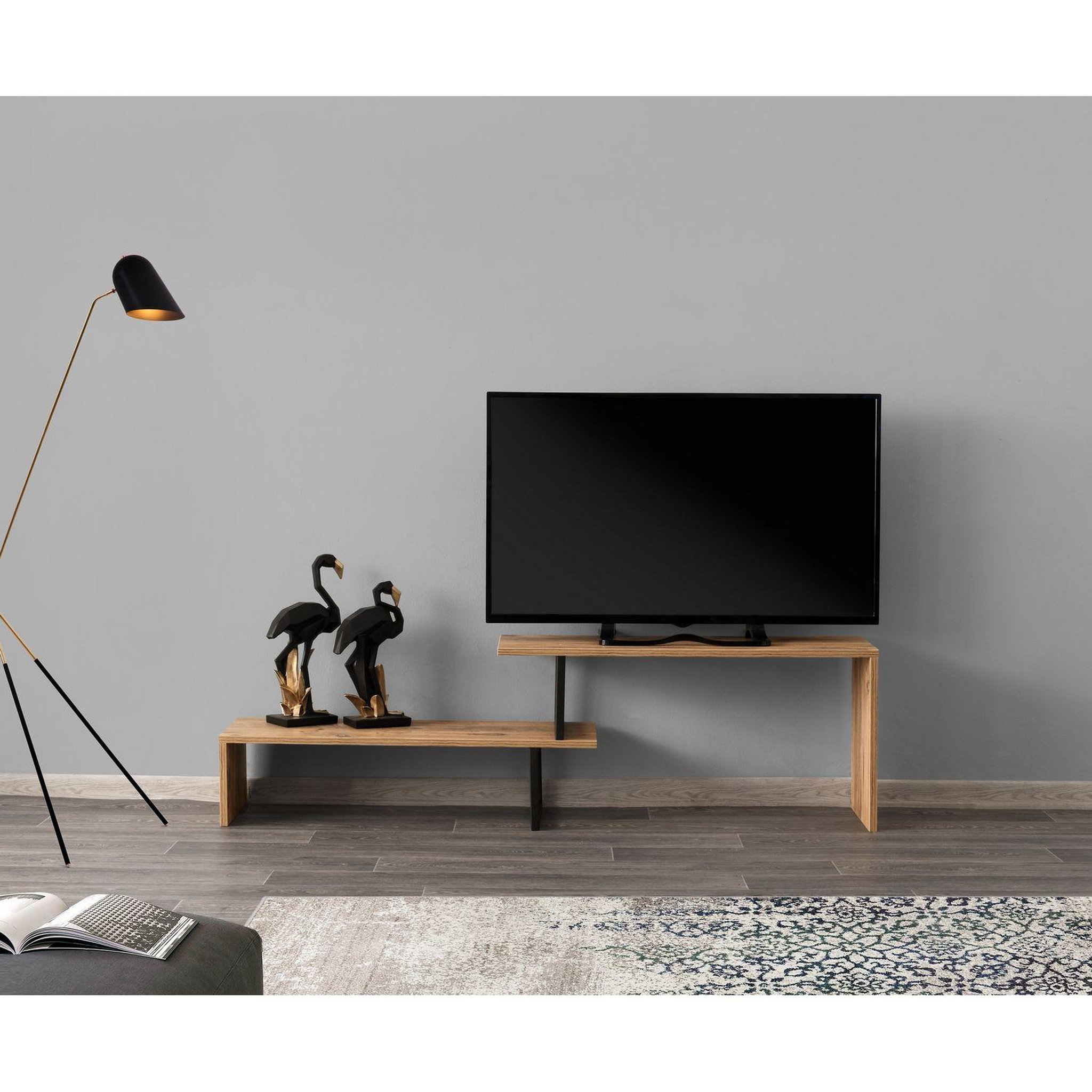 Voir la diapositive 3 : TOILINUX Meuble tv design industriel ovit - l. 120 x h. 45 cm - marron