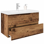 VIDAXL Meuble lavabo avec bassin et robinet integres vieux bois
