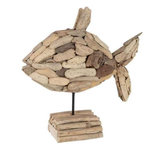 Paris Prix Statuette Déco Bois  Poisson sur Pied  40cm Beige