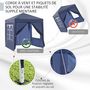 Voir la diapositive 5 : OUTSUNNY Tonnelle de jardin tente pliante barnum pop-up 2 x 2 m 4 parois latérales amovibles 2 fenêtres sac de transport pour camping, festival, plage, jardin bleu