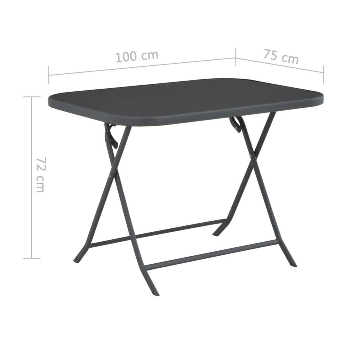 VIDAXL Table pliable de jardin Gris 100x75x72 cm Verre et acier