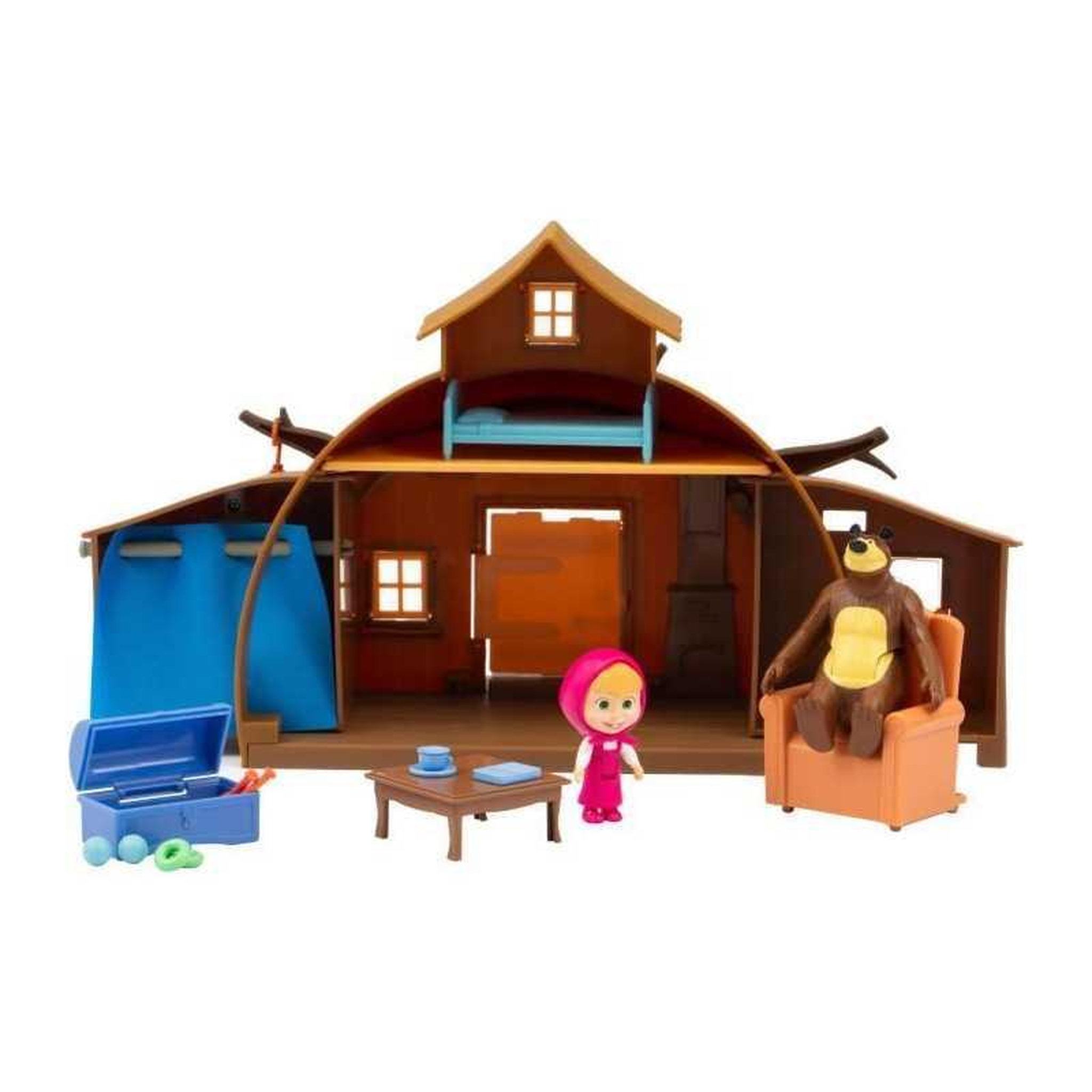 Voir la diapositive 2 : GPTOYS Maison de Michka - GPTOYS - MASHA & MICHKA - MHA22 - 2 figurines incluses + 15 accessoires - Des 3 ans