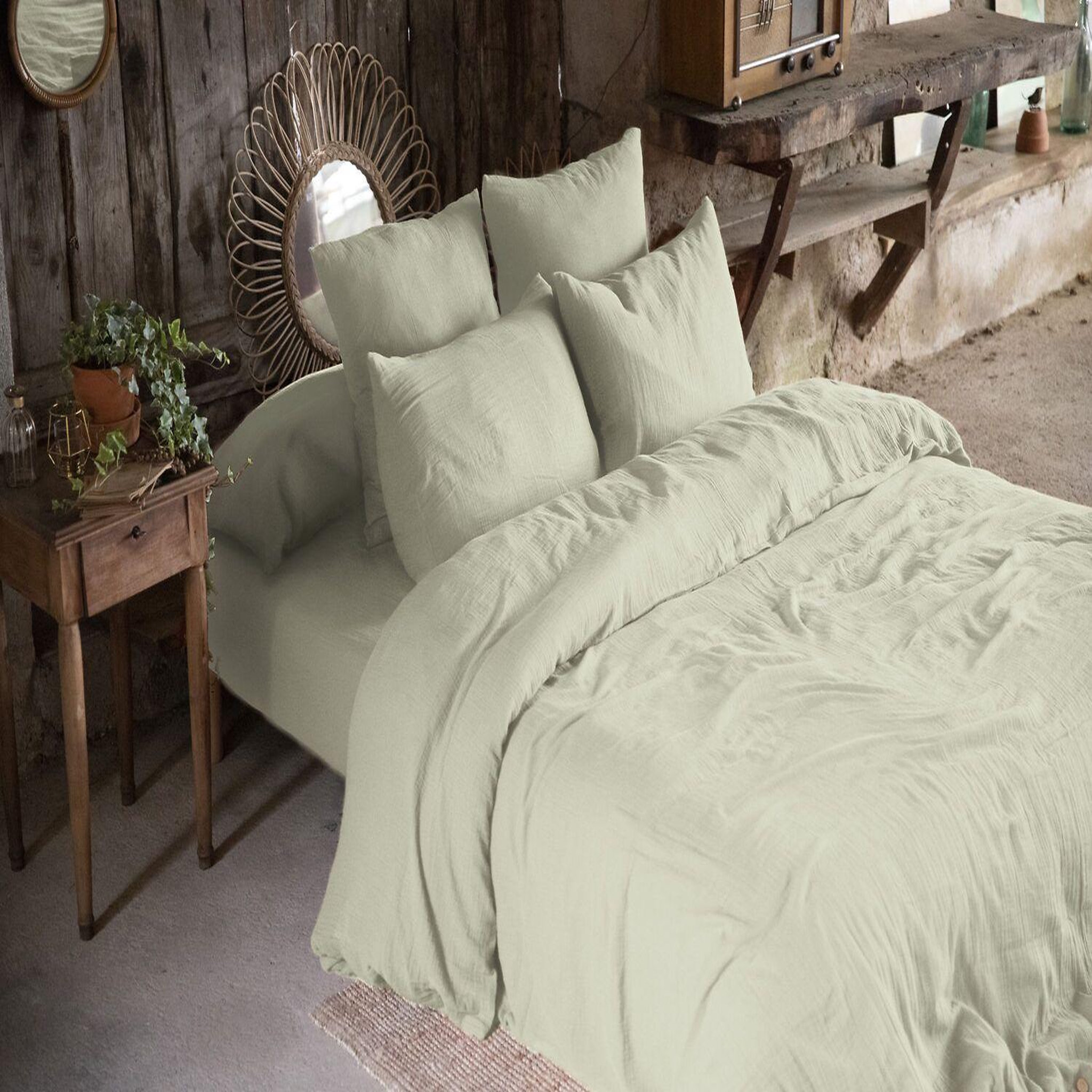 Home collection Housse de couette 100% gaze de coton. Coloris disponibles : Jaune, Bleu