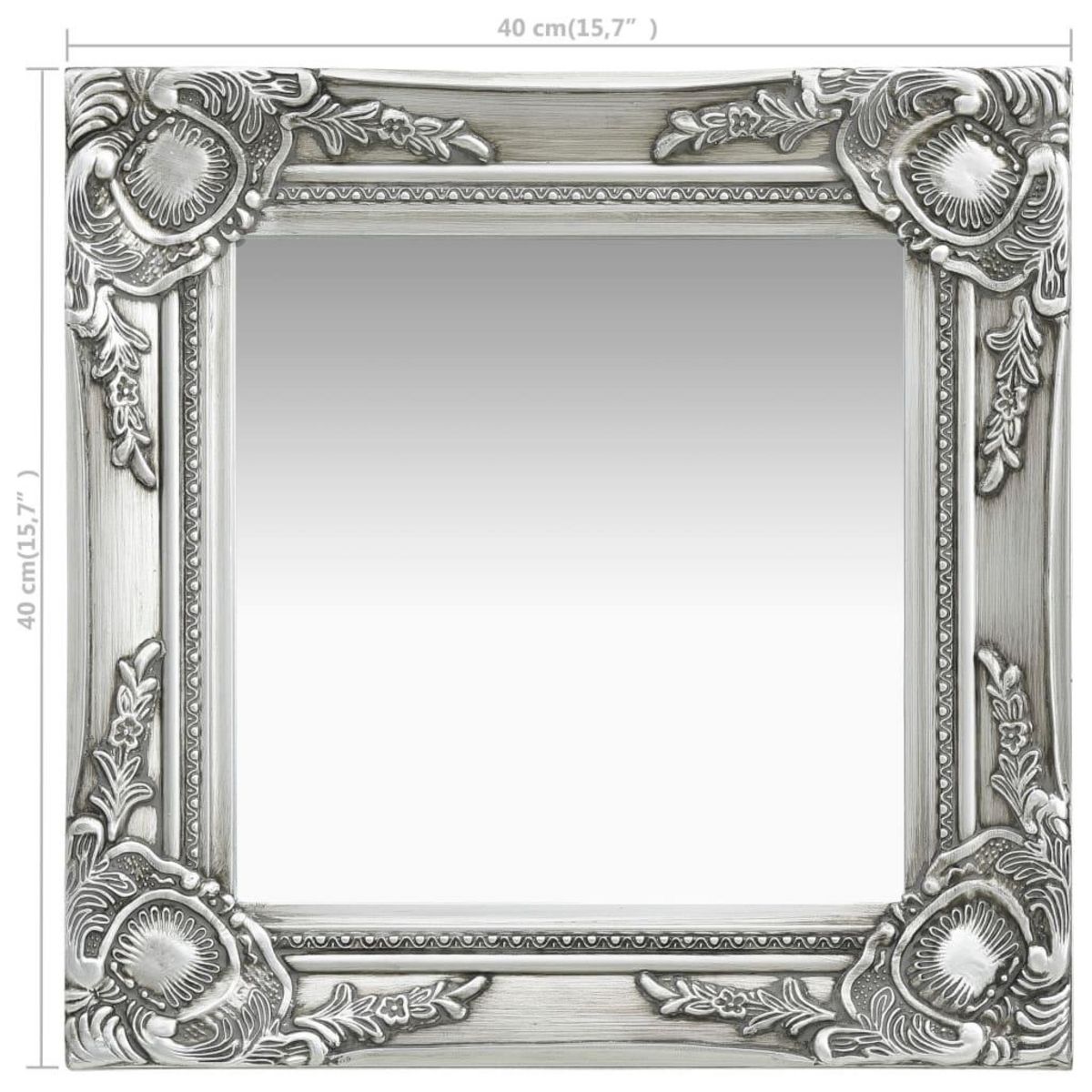VIDAXL Miroir mural style baroque 40x40 cm Argente