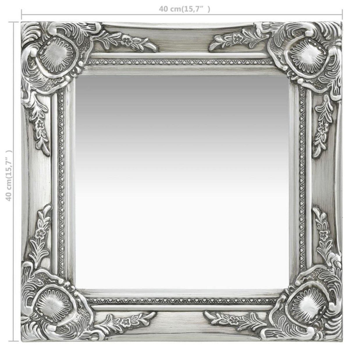 VIDAXL Miroir mural style baroque 40x40 cm Argente