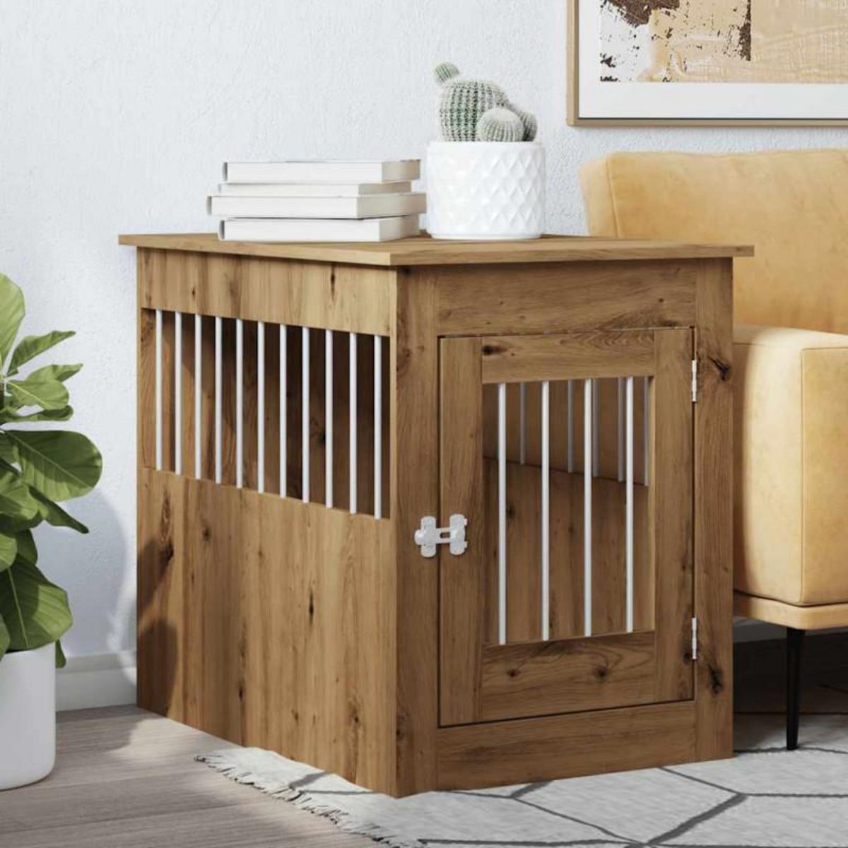 VIDAXL Meuble de cage pour chiens chêne artisanal 55x80x68 cm