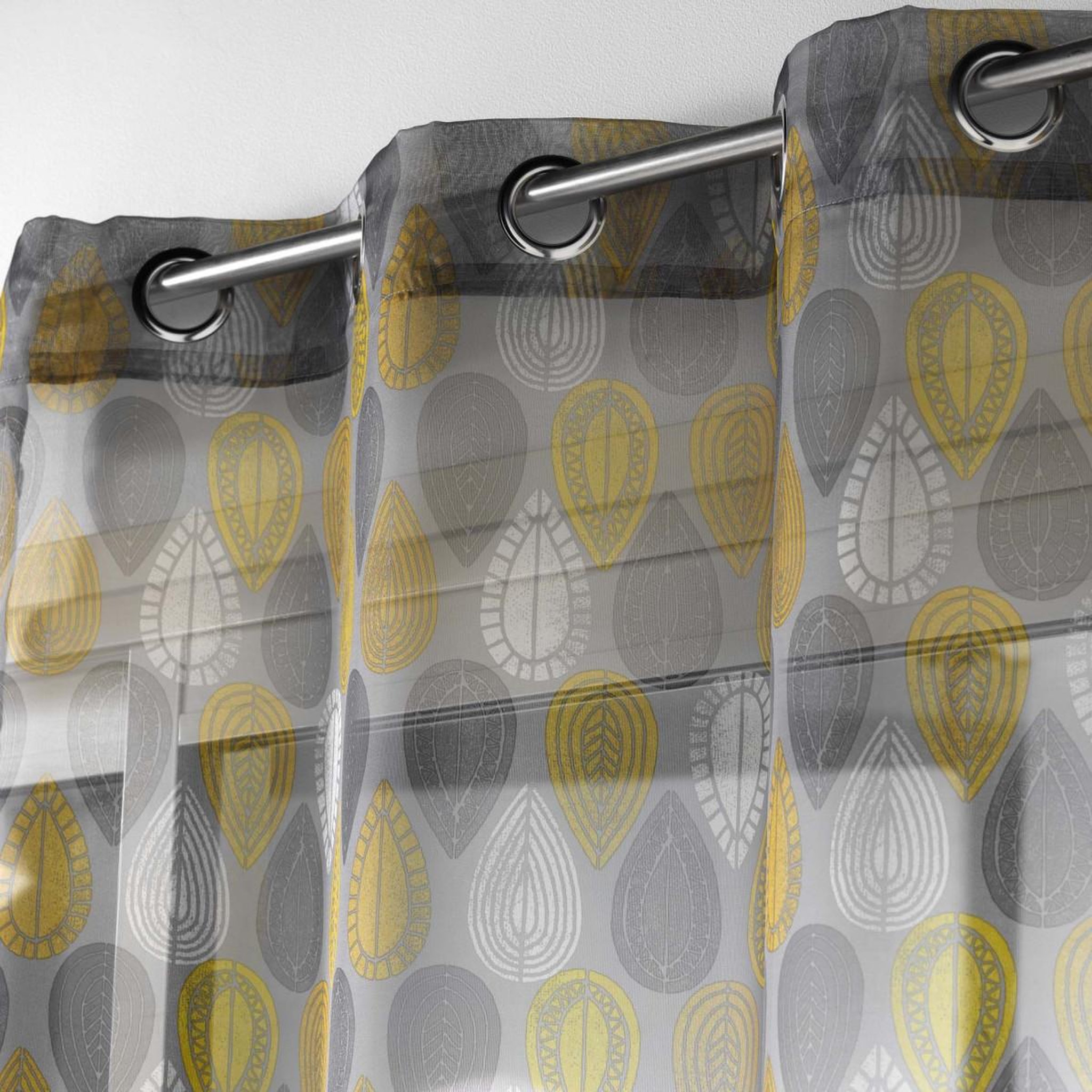 Voir la diapositive 3 : Douceur d'Intérieur Rideau voilage  palpito  140x240cm anthracite & jaune