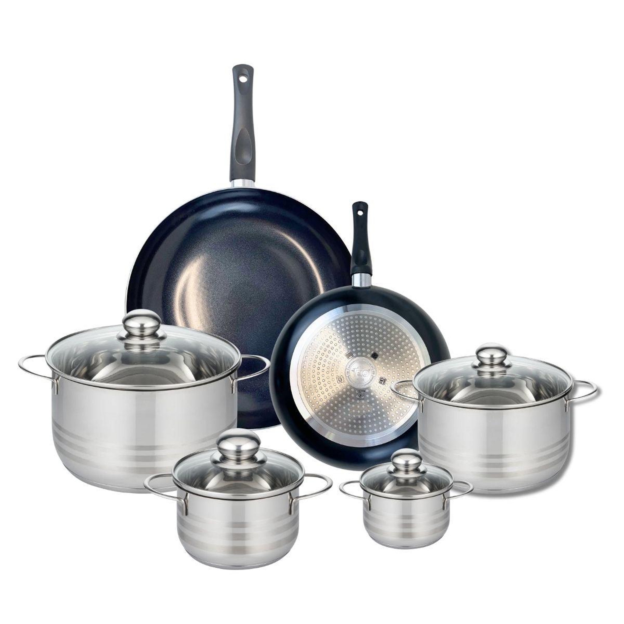 ELO Ensemble de 2 poêles de cuisson 24 et 32 cm et 4 faitouts 12, 16, 20 et 24 cm elo prima brillant