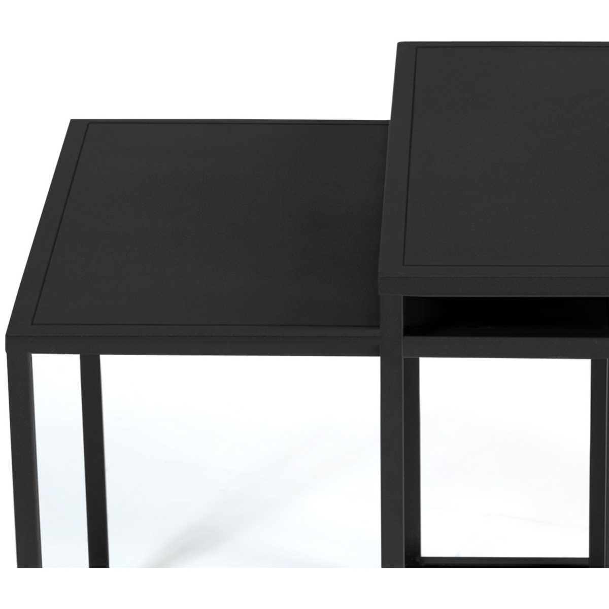 ID MARKET Lot de 2 tables basses gigognes DAVIS 40/45 en métal noir mat design industriel