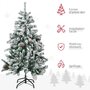 Voir la diapositive 4 : HOMCOM Sapin de Noël artificiel avec 28 pommes de pin arbre de Noël 269 branches enneigées support en acier socle pliable hauteur 120 cm vert