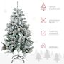 Voir la diapositive 4 : HOMCOM Sapin de Noël artificiel avec 28 pommes de pin arbre de Noël 269 branches enneigées support en acier socle pliable hauteur 120 cm vert