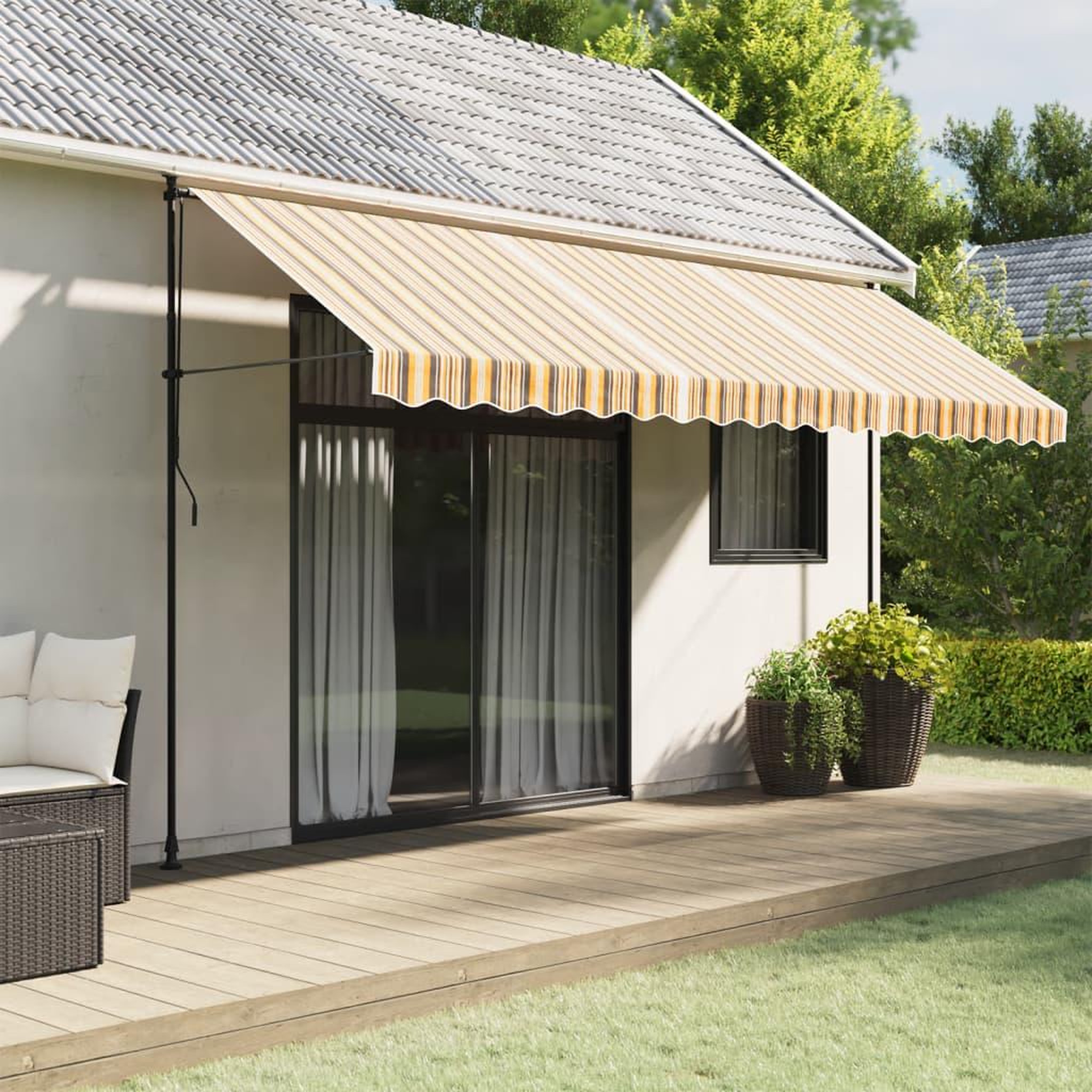 VIDAXL Tissu de remplacement pour auvent rayures multicolores 4,5x3 m