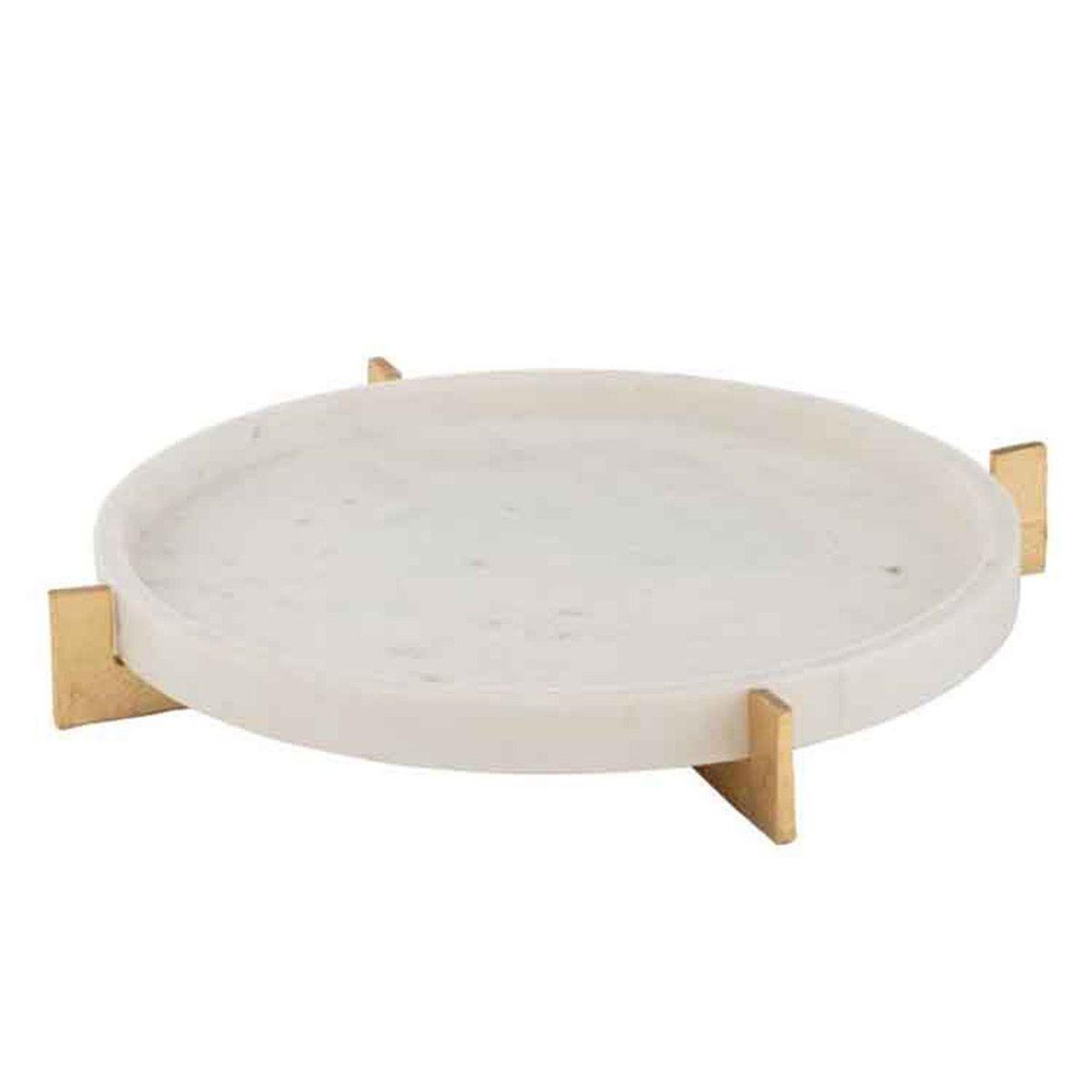 J-LINE Plateau Déco  Marbre  43cm Champagne