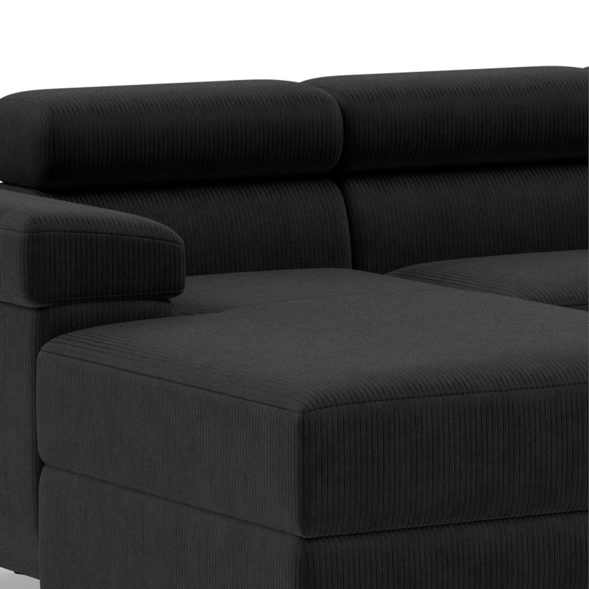 BEST MOBILIER Pablo - canapé panoramique en u - 7 places - convertible avec coffres et têtières réglables - en velours côtelé