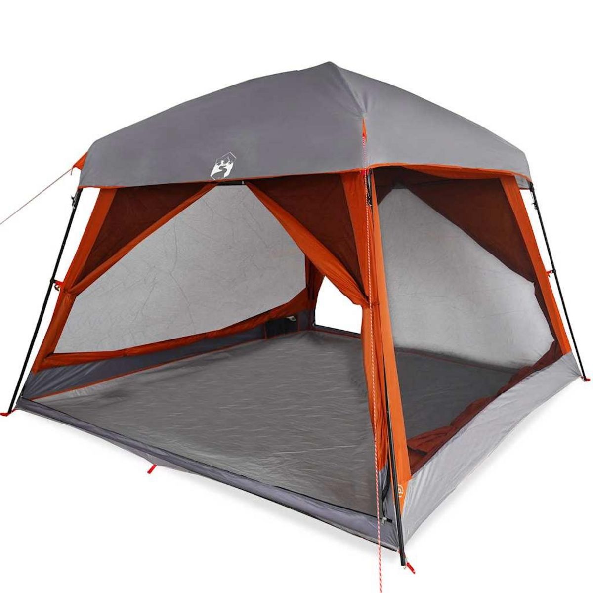 VIDAXL Tente de cabine familiale 6 personnes gris orange impermeable