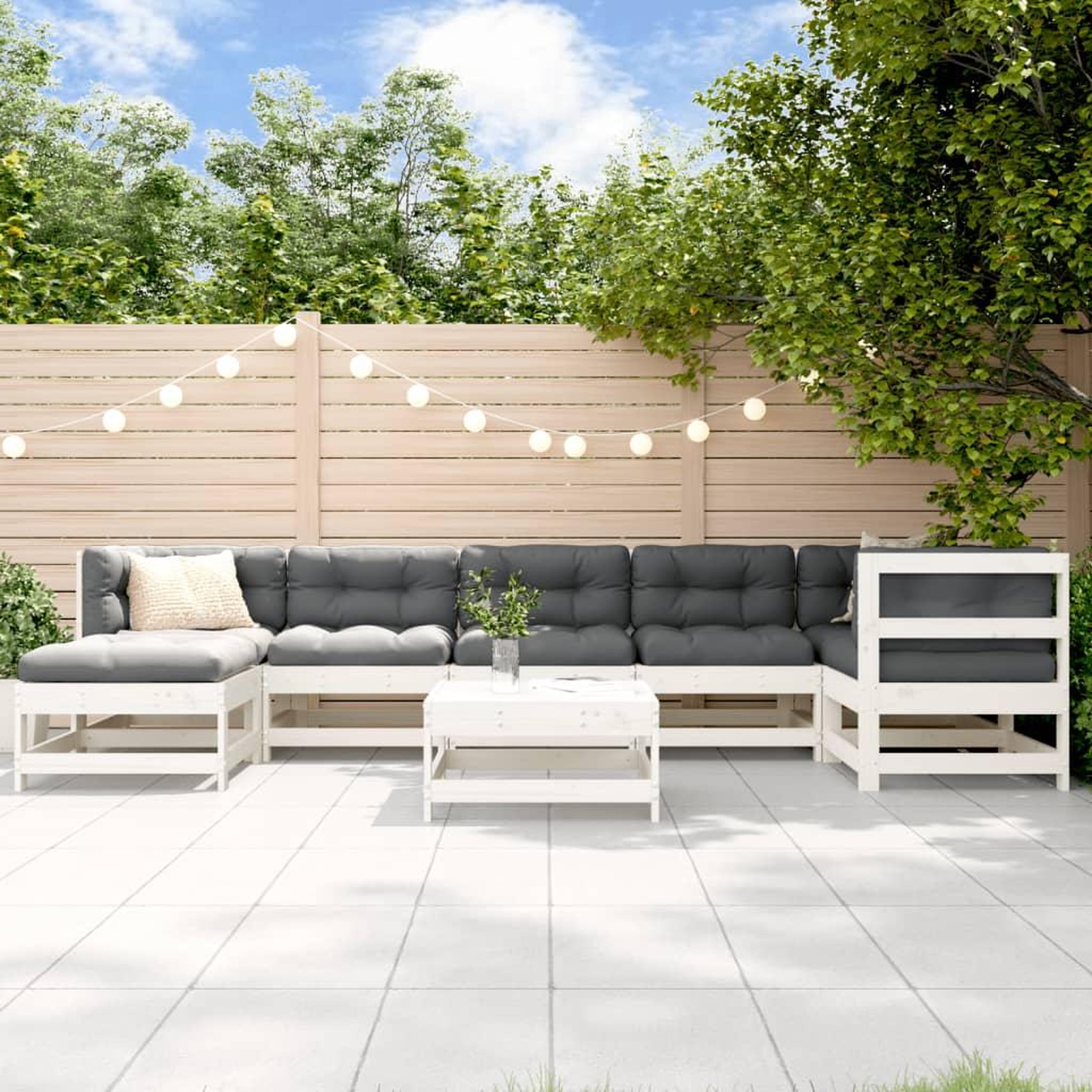 VIDAXL Salon de jardin 8 pcs Blanc Bois de pin massif