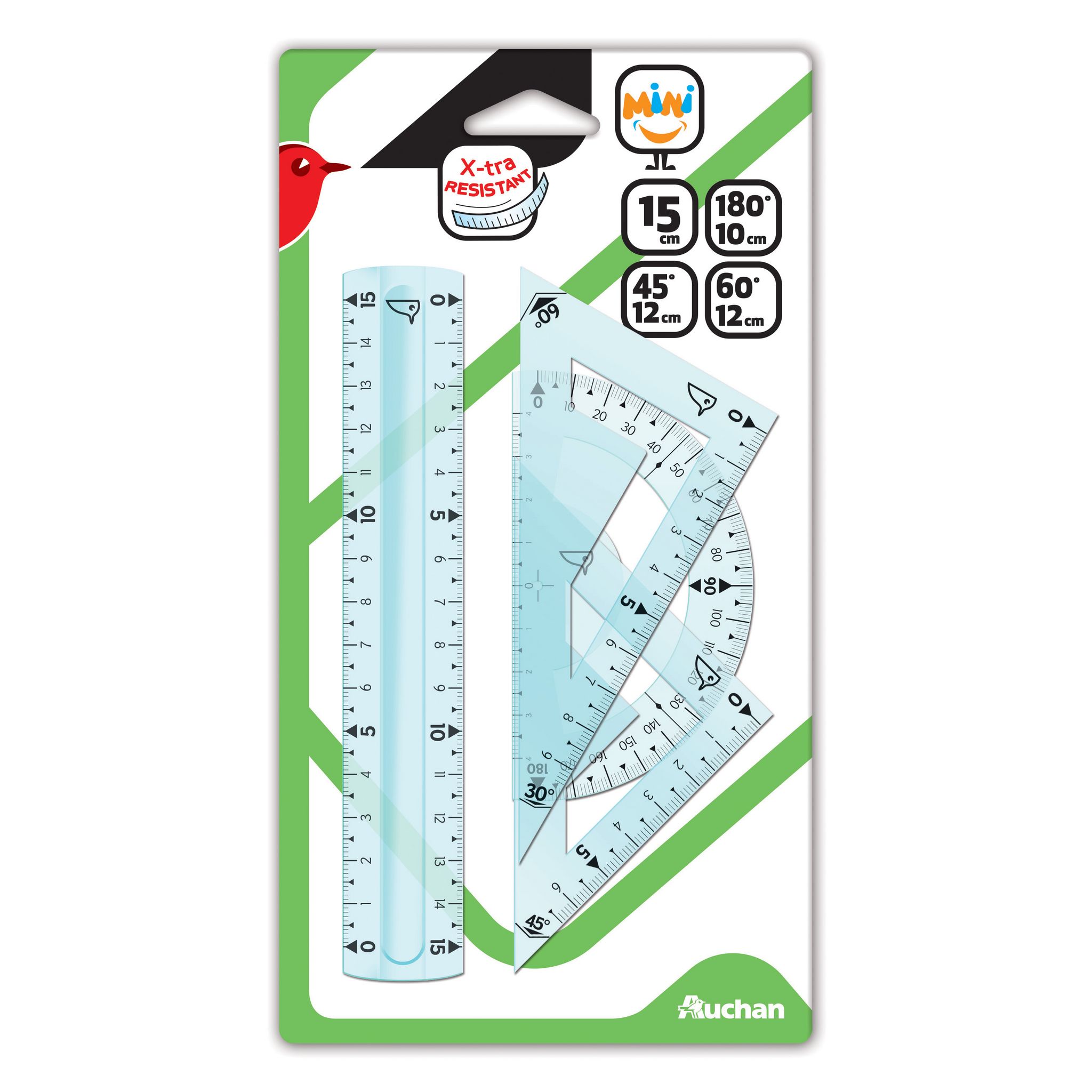 Lot De 5 Sets De Géométrie Incassable - Règle 30cm, Équerres, Rapporteur - Matériel Scolaire Et Bureau