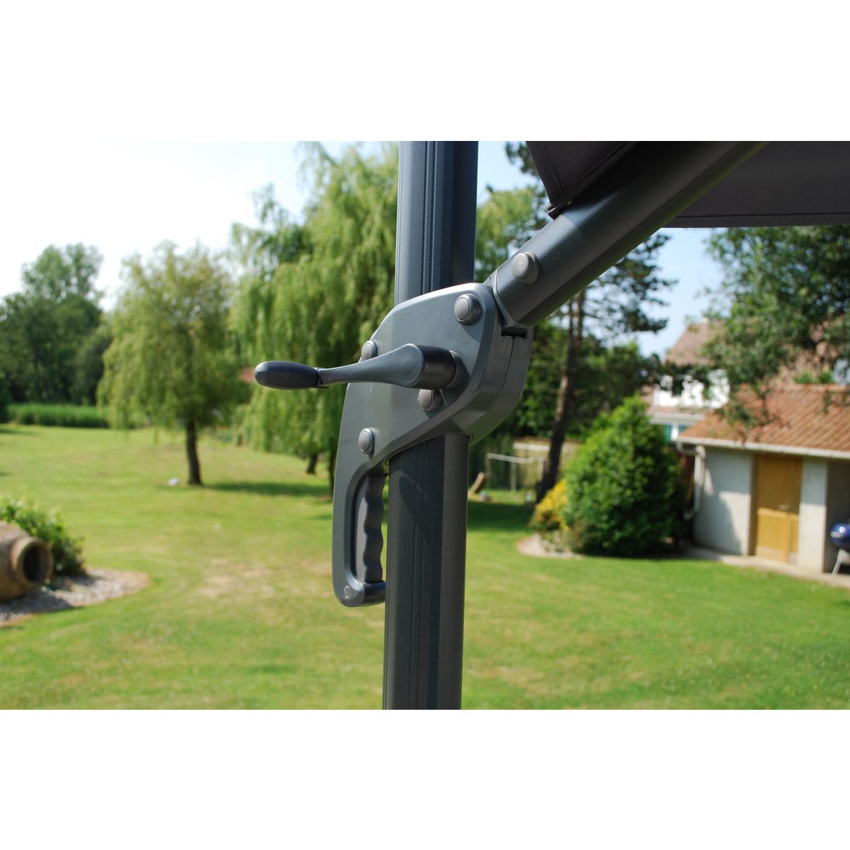 CREADOR Parasol déporté aluminium 3x3m gris anthracite VARIO