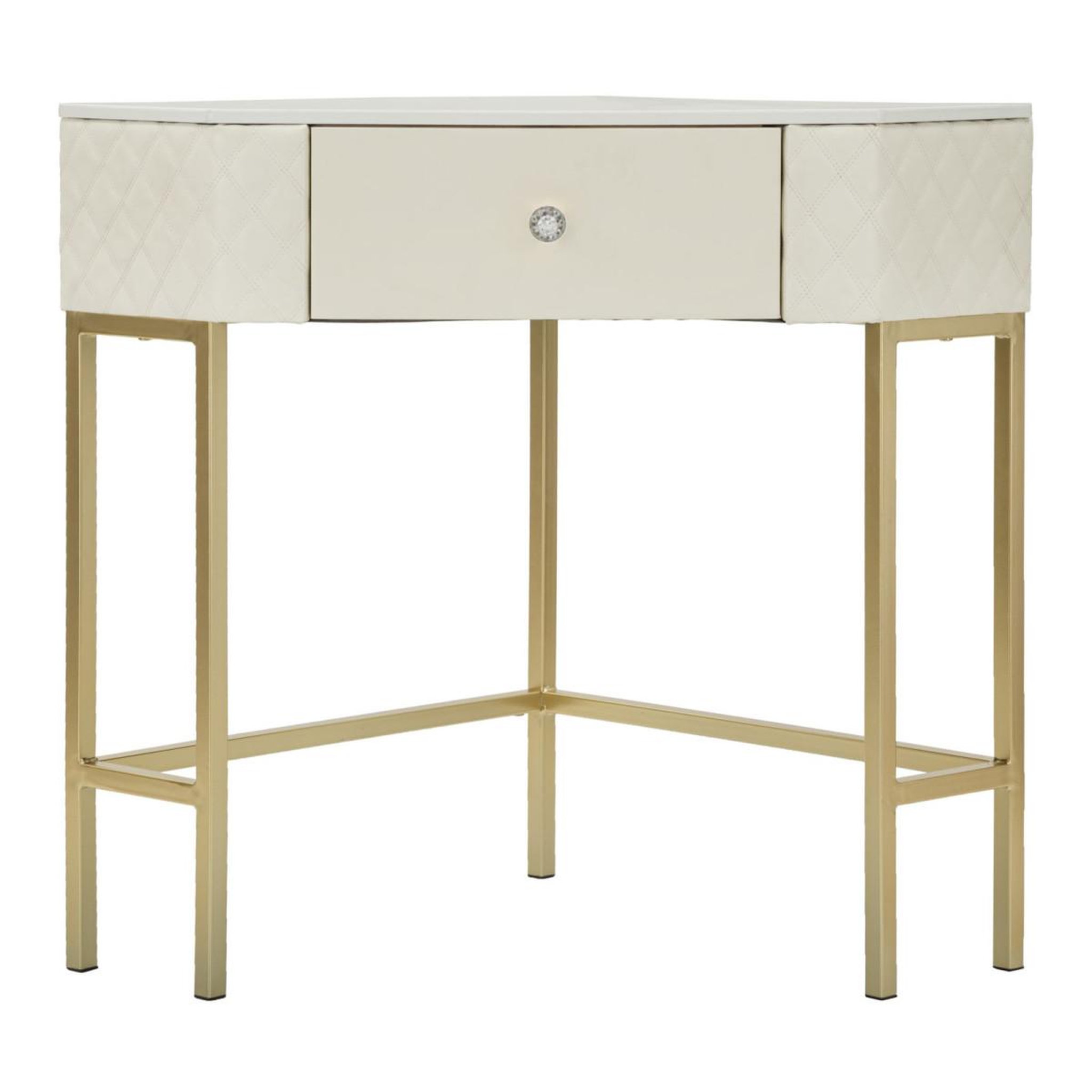 Voir la diapositive 2 : Paris Prix Console d'angle effet marbre  sharon  84cm blanc & or