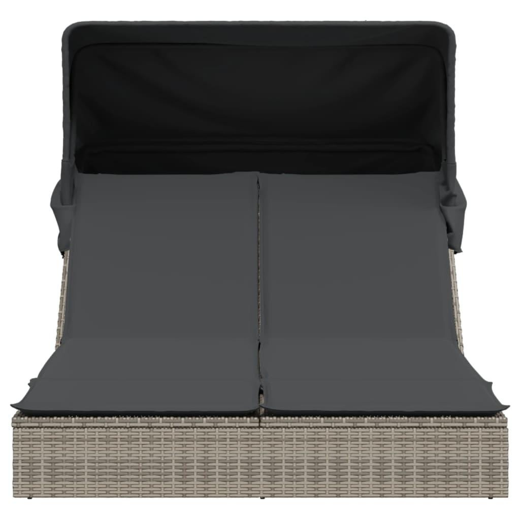 Voir la diapositive 3 : VIDAXL Chaise longue double et auvent et coussins gris resine tressee