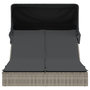 Voir la diapositive 3 : VIDAXL Chaise longue double et auvent et coussins gris resine tressee