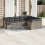 Voir la diapositive 1 : VIDAXL Salon de jardin avec coussins 10 pcs gris resine tressee