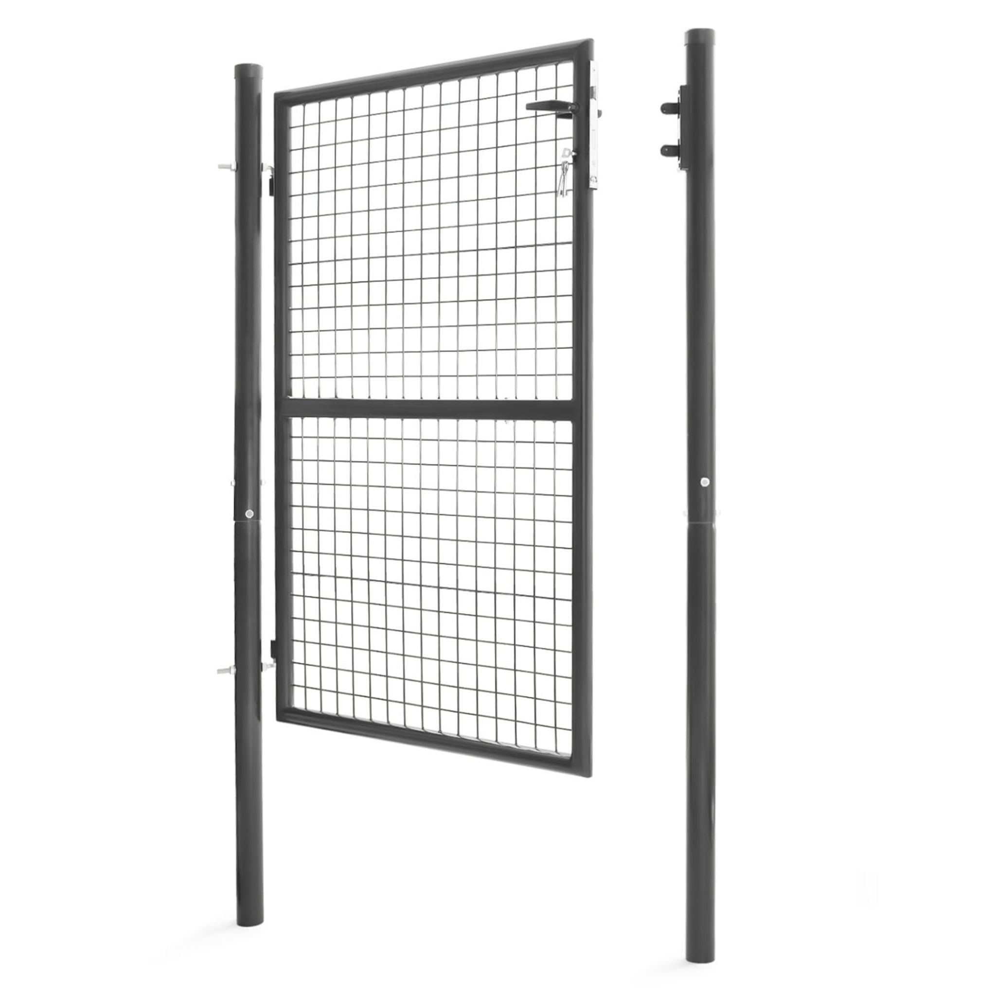 Voir la diapositive 3 : ID MARKET Portillon de jardin 105 x 125 cm en acier gris anthracite avec serrure et poignée