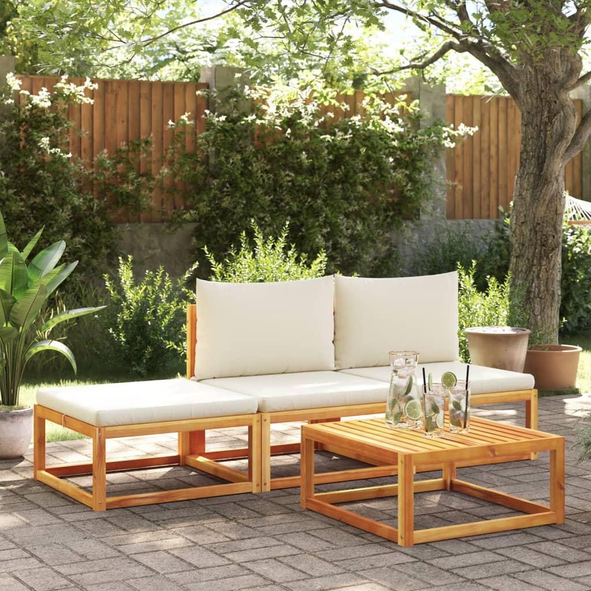 VIDAXL Salon de jardin avec coussins 4 pcs bois d'acacia massif