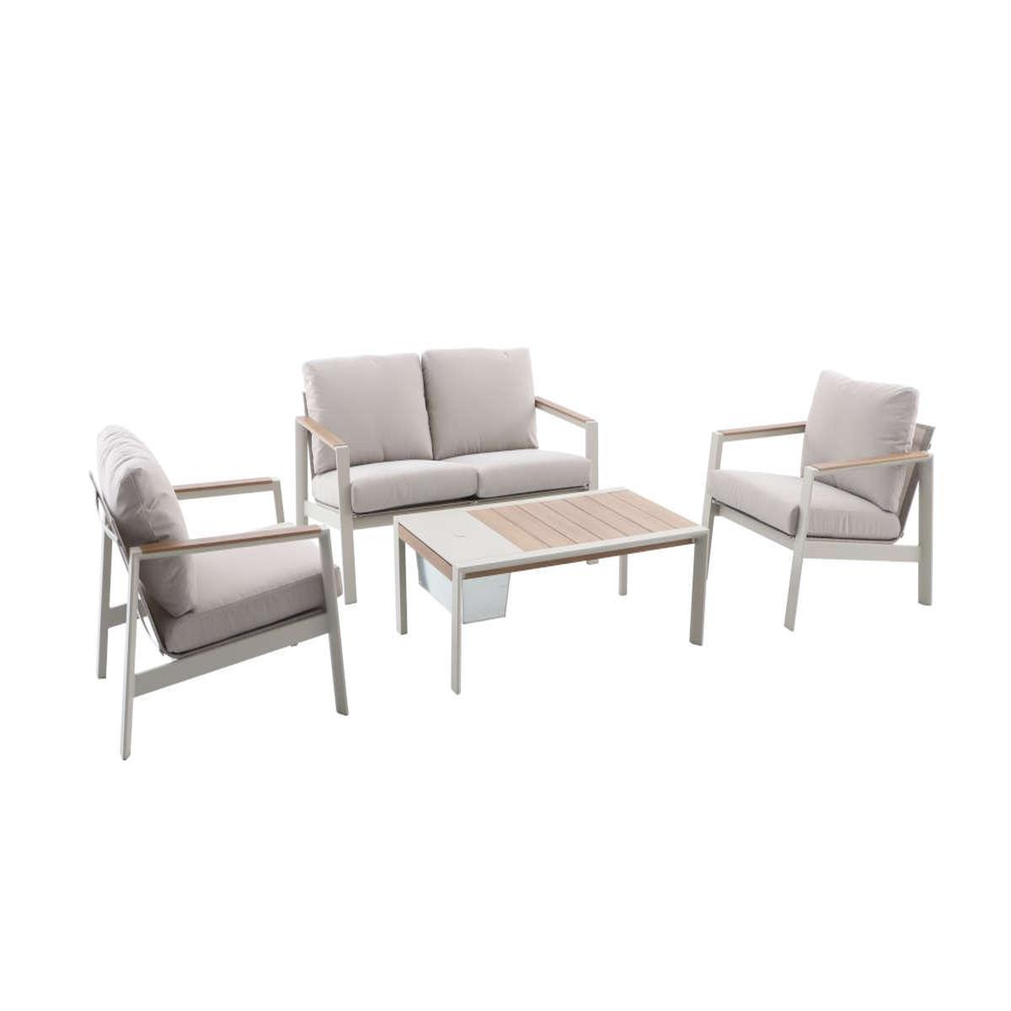 JARDIDECO Salon de jardin alu nouma beige - 4 places - jardideco