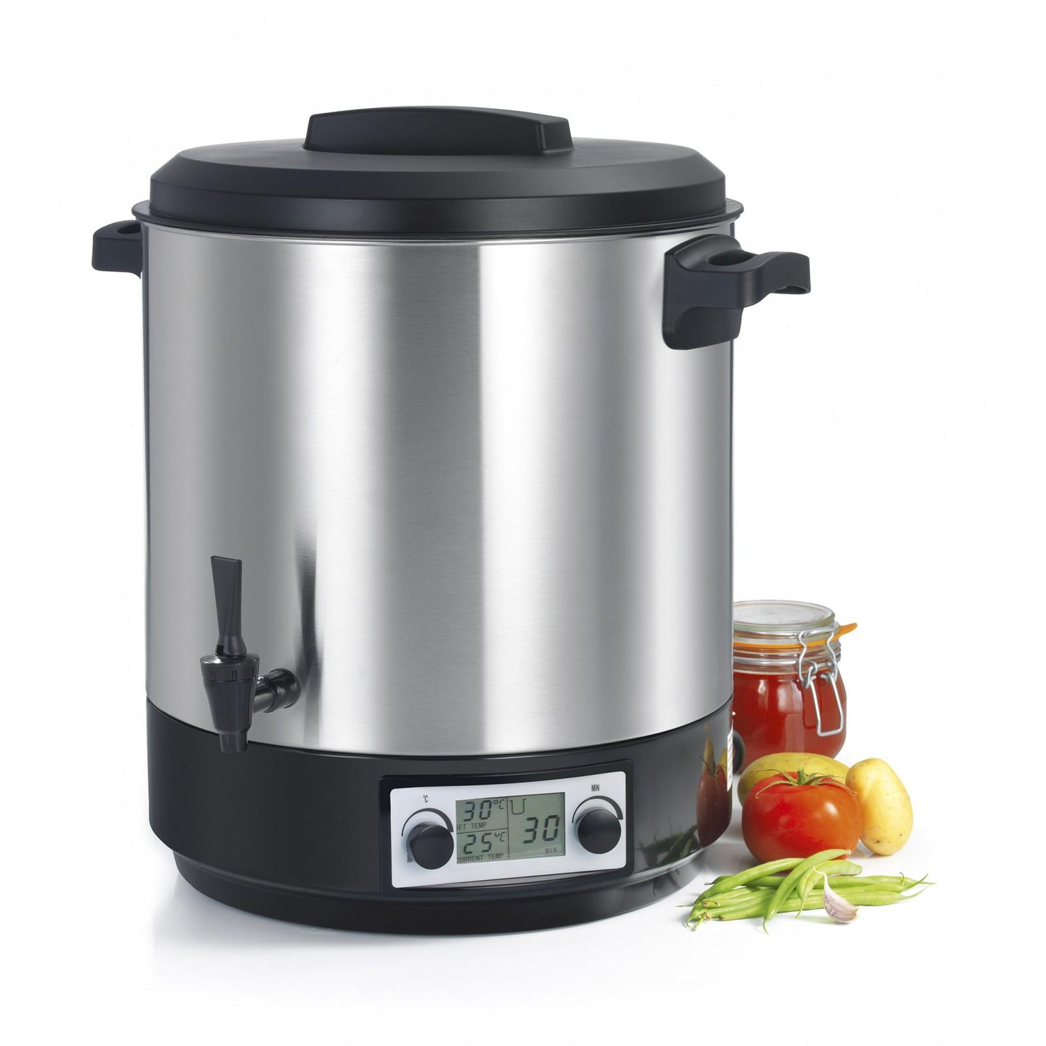 Voir la diapositive 2 : Robby Stérilisateur de bocaux électrique cuve inox avec écran lcd robinet et minuteur 31l 2000w - steri pro inox xl lcd