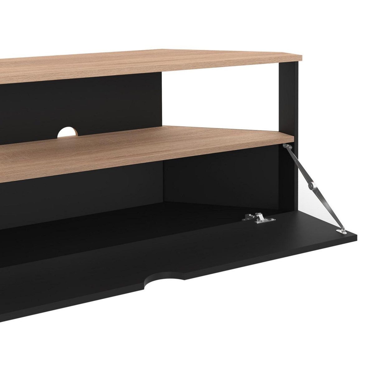 ID MARKET Meuble TV 100 cm d'angle ELI bois façon hêtre et noir