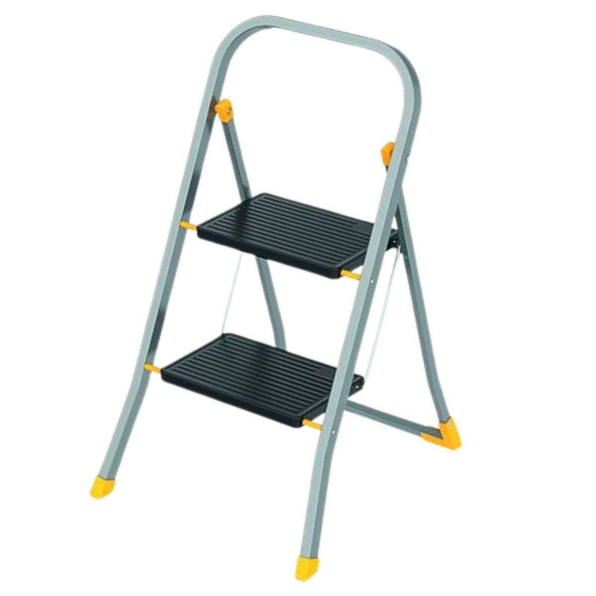 INTEC Escabeau 2 marches Charge 150kg Marche-pied Pliable Pieds anti-dérapants Bricolage Maison Chantier INTEC
