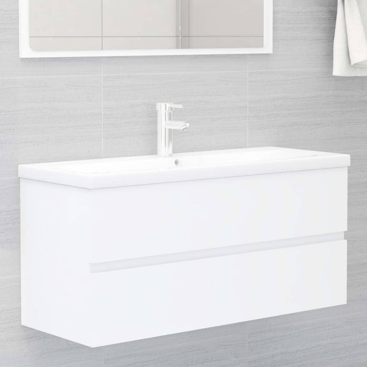 VIDAXL Armoire d'evier avec lavabo integre blanc bois d'ingenierie