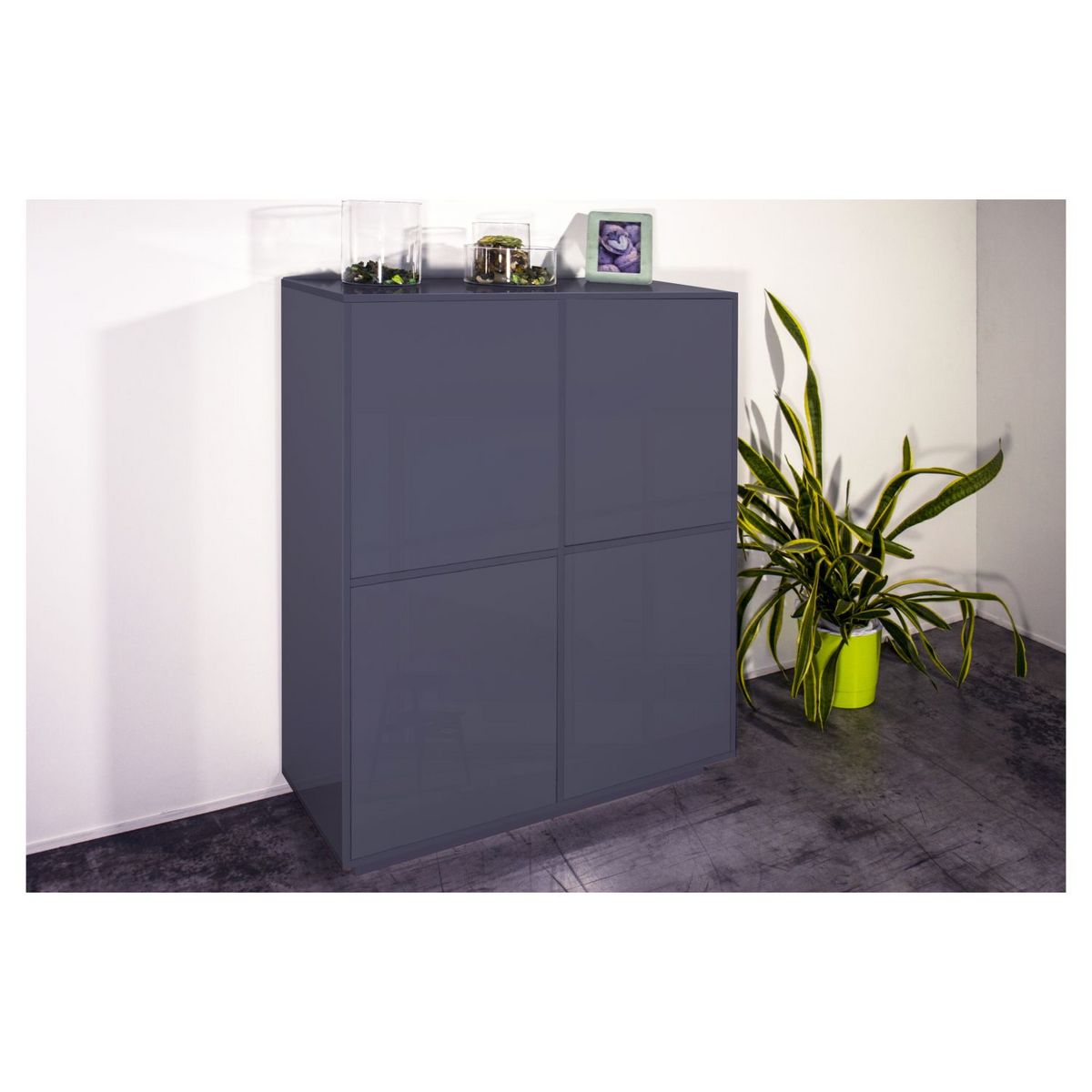 Buffet haut moderne 4 portes 100 cm LUCERA