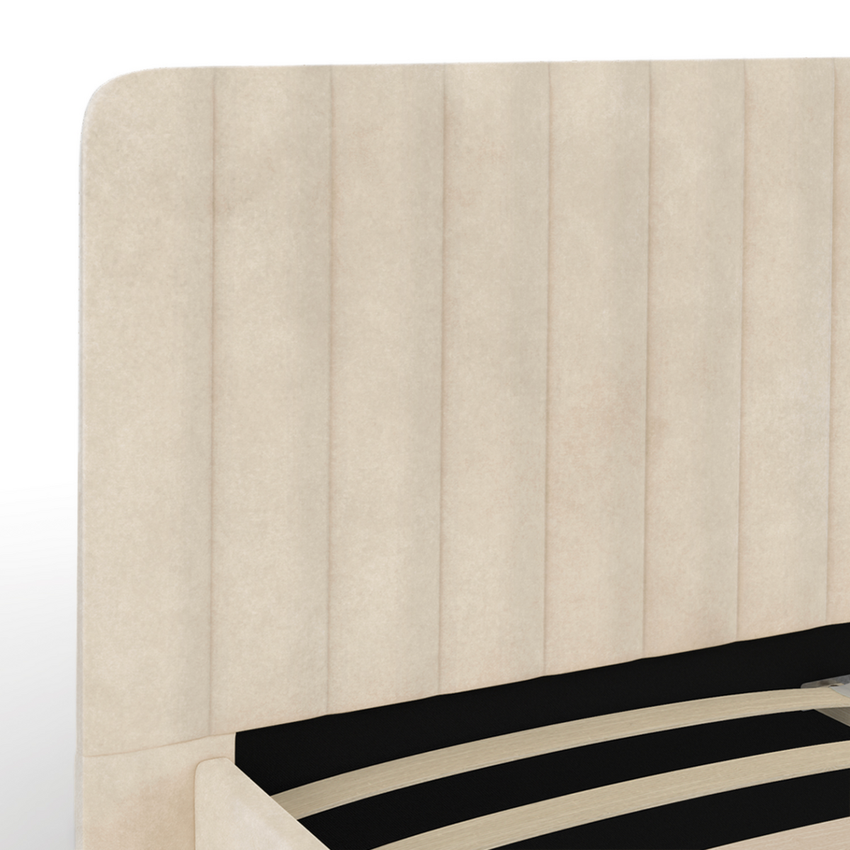 ID MARKET Lit double ANNIE avec tête de lit et sommier 140 x 190 cm velours beige