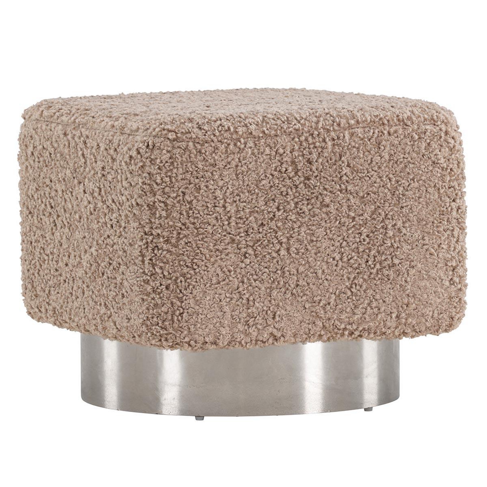 Paris Prix Pouf design tissu bouclette  newton  45cm marron