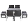 Voir la diapositive 3 : BEST MOBILIER Olaria – ensemble table et chaises de jardin en acier noir - 8 places - coussins gris