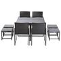 Voir la diapositive 3 : BEST MOBILIER Olaria – ensemble table et chaises de jardin en acier noir - 8 places - coussins gris